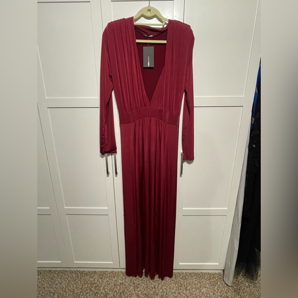 Red FashionNova Spree Maxi Dress